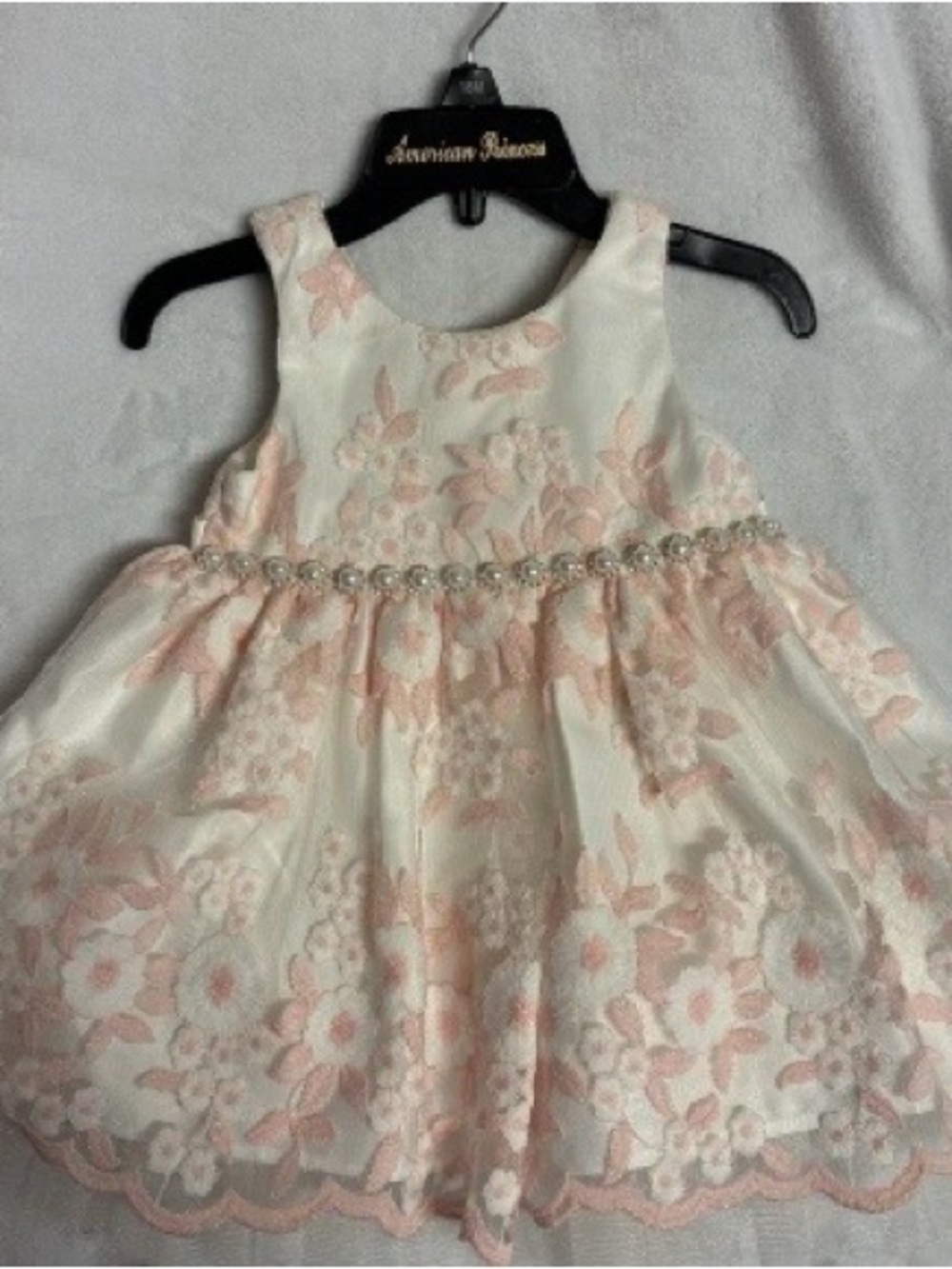 American Princess Cream and Pink Floral Lace Party Dress for Girls